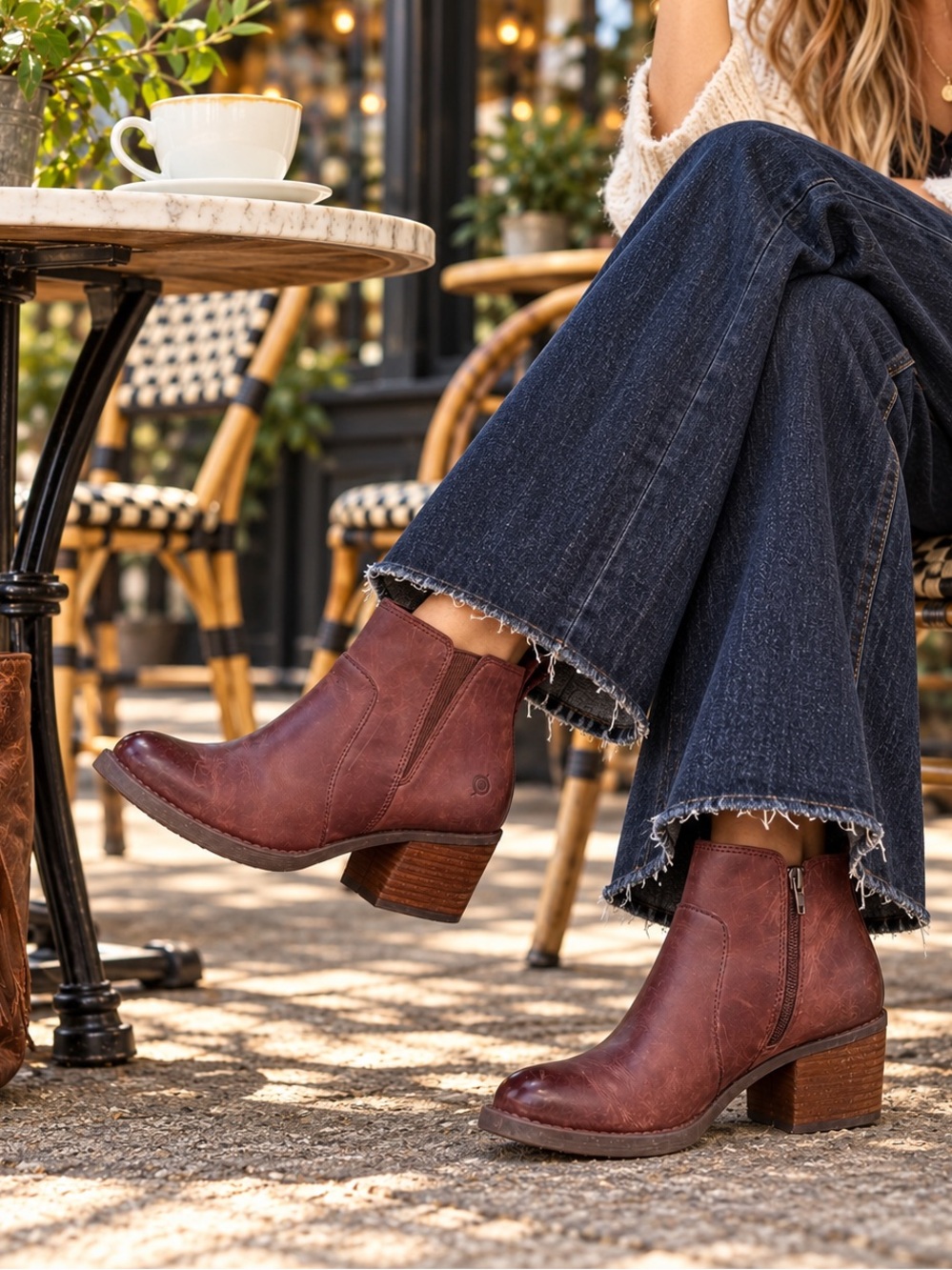 Born Leather Ankle Booties | Size 7.5M | Burgundy Brown EUC